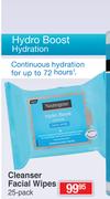 Neutrogena Cleanser Facial Wipes 25 Pack