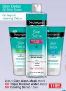 Neutrogena 2 In 1 Clay Wash Mask 150ml Or Triple Micellar Water 400ml Or Cooling Scrub 150ml-Each