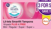 Lil-Lets Smartfit Tampons 16 Pack Plus 4 Free-For 1
