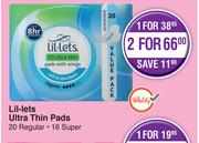 Lil-Lets Ultra Thin Pads 20 Regular, 16 Super-For 1