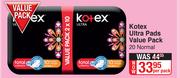 Kotex Ultra Pads Value Pack (20 Normal)-Per Pack