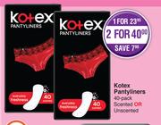 Kotex Pantyliners 40 Pack (Scented Or Unscented)-For 1