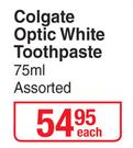 Colgate Optic White Toothpaste Assorted-75ml Each