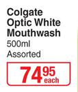 Colgate Optic White Mouthwash Assorted-500ml Each
