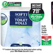 Softi 2 Ply Toilet Rolls 18 Pack-Per Pack