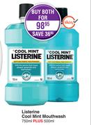 Listerine Cool Mint Mouthwash 750ml Plus 500ml-For Both