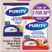 Purity Cream Of Maize Baby's Soft Porridge Assorted-For 2 x 400g 