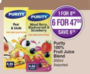 Purity 100% Fruit Juice Blend Assorted-For 1 x 200ml 