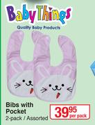 Baby Things Bibs With Pocket Assorted-Per Pack