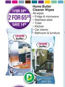 Home Butter Cleaner Wipes 40's Pack-For 1 