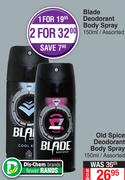 Blade Deodorant Body Spray (Assorted)-For 2 x 150ml