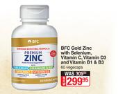 BFC Gold Zinc With Selenium Vitamin C,Vitamin D3 & Vitamin B1 & B3 60 Vegecaps