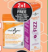Vita C Select Buffered C 1000mg Fizz 15 Effervescent Tablets-Each