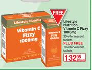 Lifestyle Nutrition Vitamin C Fizzy 1000mg 30 Effervescent Tablets Plus Free 10 Effervescent Tablets