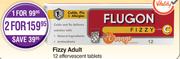 Flugon Fizzy Adult 12 Effervescent Tablets-For 1 Pack