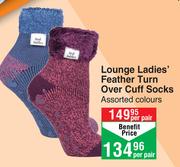 Sock Shop Heat Holders Lounge Ladies Feather Turn Over Cuff Socks (Assorted Colours)-Per Pair