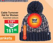 Sock Shop Heat Holders Cable Turnover Hat For Women (Assorted Colours)