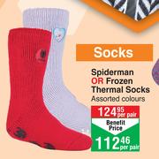 Sock Shop Heat Holders Spiderman Or Frozen Thermal Socks (Assorted Colours)-Per Pair