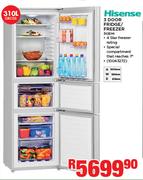 Hisense 310L 3 Door Fridge/Freezer 310EMI