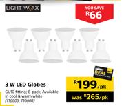 Lightworx 3W LED Globes-Per Pack
