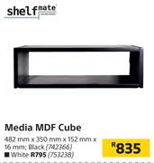 Shelfmate Media MDF Cube Black-482mm x 350mm x 152mm x 16mm