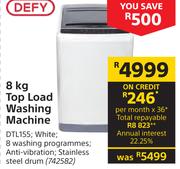 Defy 8Kg Top Load Washing Machine DTL155