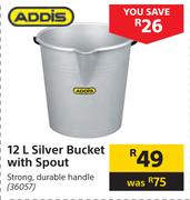 Addis 12L Silver Bucket With Spout
