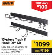Grip 15 Piece Track & Hook Diy Kit