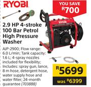 Ryobi 2.9HP 4-Stroke 100 Bar Petrol High Pressure Washer AJP-2900