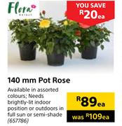 Flora 140mm Pot Rose-Each