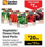 Garden Master Vegetable/Flower/Herb Seed Packs-Each
