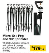 Micro 10 x Peg And 90 Degree Sprinkler-Per Pack