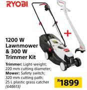 Ryobi 1200W Lawnmower & 300W Trimmer Kit