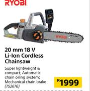 Ryobi 20mm 18V Li-Ion Cordless Chainsaw