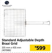 Steel Craft Standard Adjustable Depth Braai Grid 335mm x 435mm