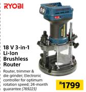 Ryobi 18V 3 In 1 Li-Ion Brushless Router