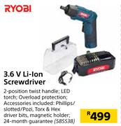 Ryobi 3.6V Li-Ion Screwdriver
