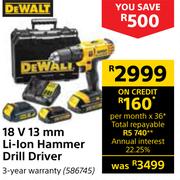 Dewalt 18V 13mm Li-Ion Hammer Drill Driver