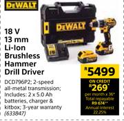 Dewalt 18V 13mm Li-Ion Brushless Hammer Drill Driver