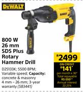 Dewalt 800W 26mm SDS Plus Rotary Hammer Drill