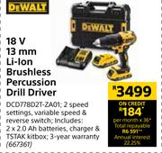 Dewalt 18V 13mm Li-Ion Brushless Percussion Drill Driver