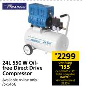 Tradeair 24L 550W Oil Free Direct Drive Compressor