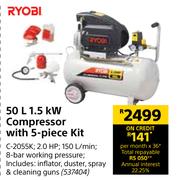 Ryobi 1.5kW Compressor With 5-Piece kit 537404-50L