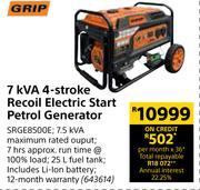 Grip 7 KVA 4 Stroke Recoil Electric Start Petrol Generator 643614