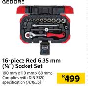 Gedore 16-Piece Red 6.35mm(1/4") Socket Set 701955-190mm X 110mm X 60mm