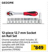 Gedore 12-Piece 12.7mm Socket On Rail Set 701926