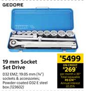 Gedore 19mm Socket Set Drive D32 EMZ  123602