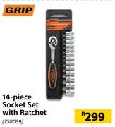 Grip 14-Piece Socket Set With Ratchet 750059