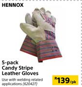 Hennox 5-Pack Candy Stripe Leather Gloves 620427-Per Pack