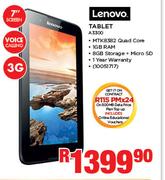 Lenovo 7" Tablet A3300-On 500MB Data Price Plan